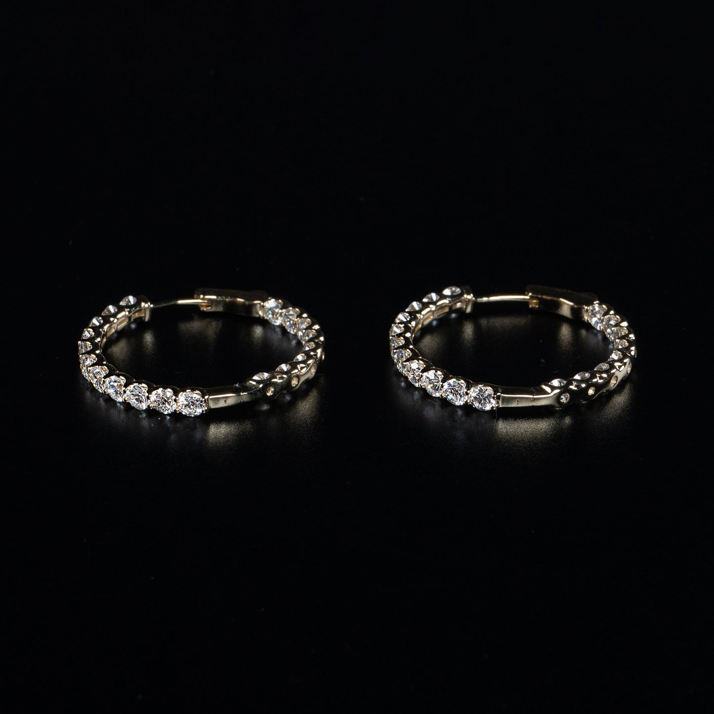 14K Yellow Gold Lab Grown Diamond Hoop Earrings