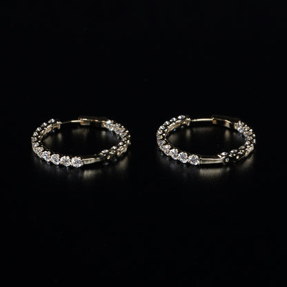 14K Yellow Gold Lab Grown Diamond Hoop Earrings